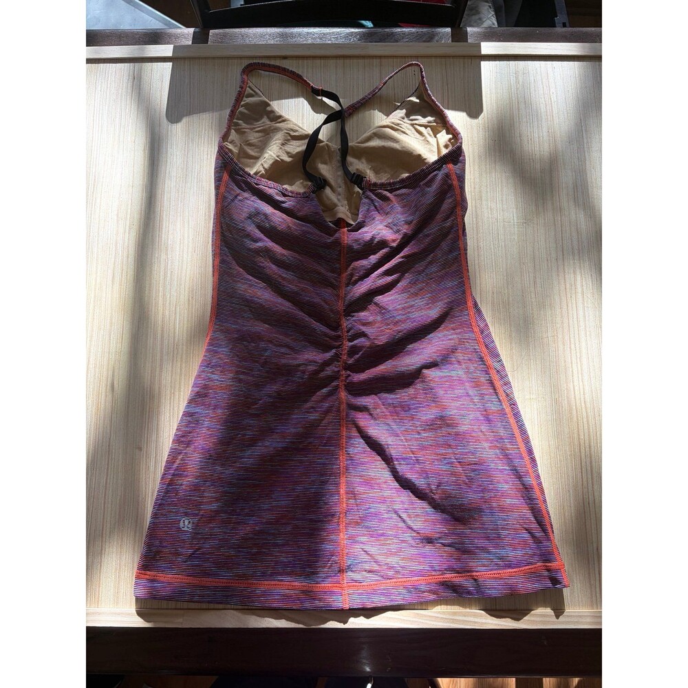 Lululemon Older Style Striped Built-In Bra Tank Purple Orange Women’s Size 2/4